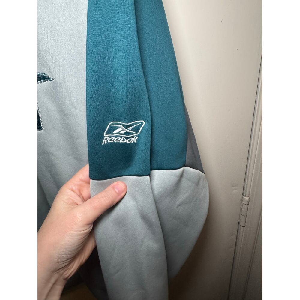 Vintage Reebok Philadelphia Eagles 1/4 Zip Fleece Pullover Gray Men's XL Y2K - Picture 5 of 12